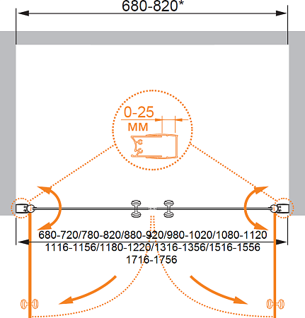 Душевая дверь в нишу Cezares ELENA-W-B-2-180-P-Cr стекло punto