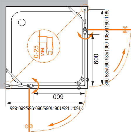 Душевой уголок Cezares TRIUMPH-D-AH-2-100/90-C-Cr стекло прозрачное
