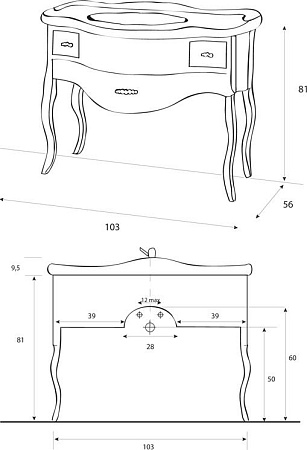Тумба для комплекта Cezares Lady bianco perla frassinato
