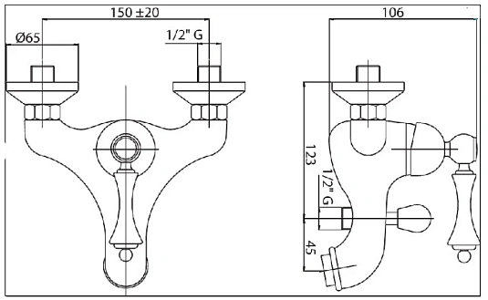 Смеситель для ванны с душем Cezares Margot MARGOT-VDPMS-02-M бронза