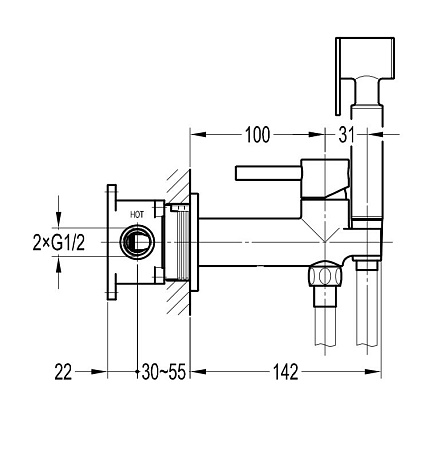 Гигиенический душ со смесителем Cezares ECO-DIF-BORO золото