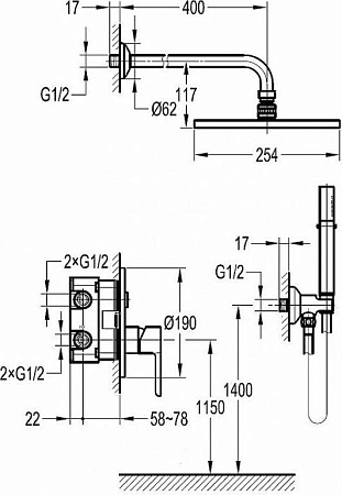 Душевая система Cezares ECO-DSET-NOP, черный матовый
