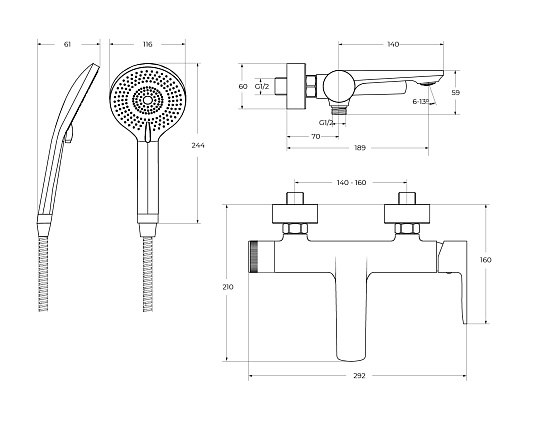 Смеситель для ванны с душем Cezares Lux LUX-VD-01 хром