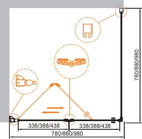 Душевой уголок Cezares ELENA-W-AS-1-100-P-Cr-L стекло punto