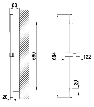 Душевая штанга Cezares Czr CZR-B-SDQ-01 хром