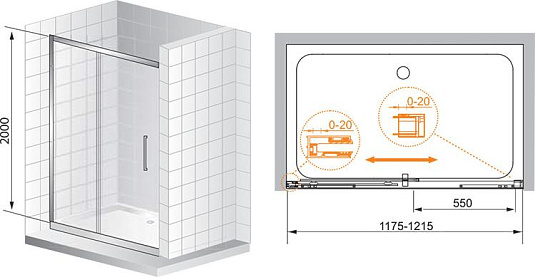 Душевая дверь в нишу Cezares Premier Soft W BF1 120 C Cr IV