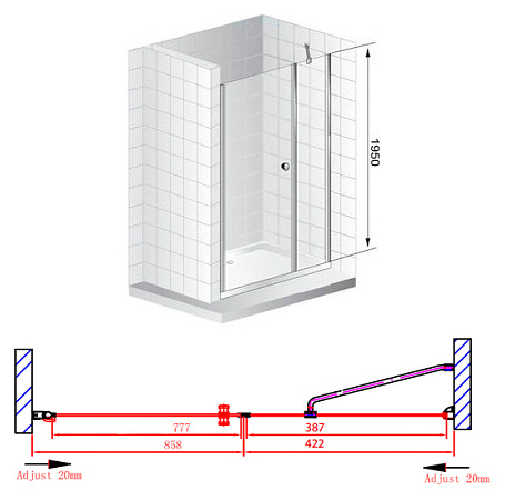 Душевая дверь в нишу Cezares Elena B11 40/90 P Cr L