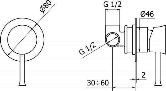 Смеситель для душа Cezares POSITANO-DIM-01, хром