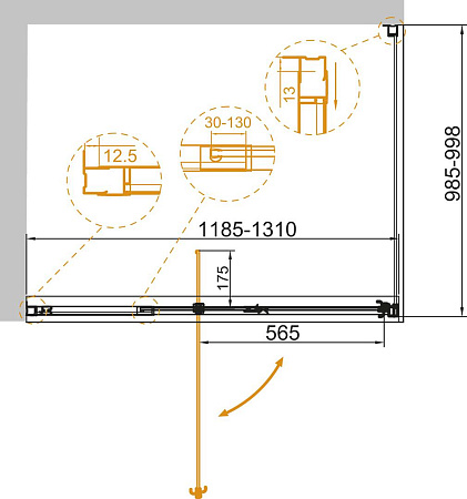 Душевой уголок Cezares VARIANTE-AH-1-120/130-100-C-Cr стекло прозрачное