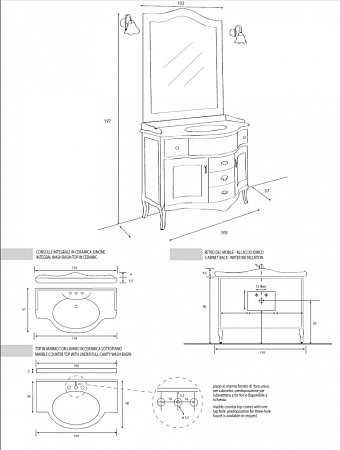 Зеркало 98 см Cezares Rubino RUBINO.SP.Noc noce