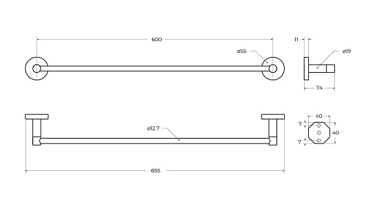 Полотенцедержатель Cezares Relax RELAX-TH-65-BORO брашированное золото