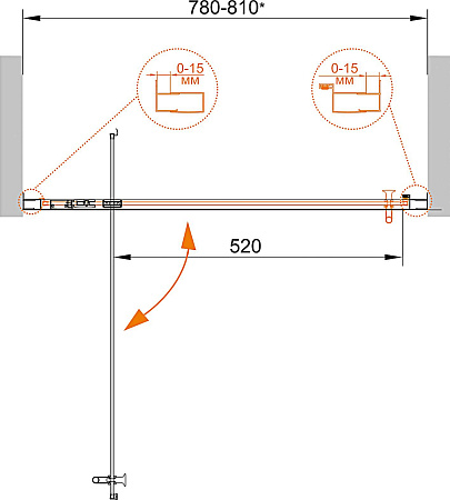 Душевая дверь в нишу Cezares Eco O BA 1 80 P Cr стекло punto