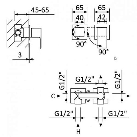 Смеситель для душа Cezares Porta PORTA-VDIM3-M-SS sunset