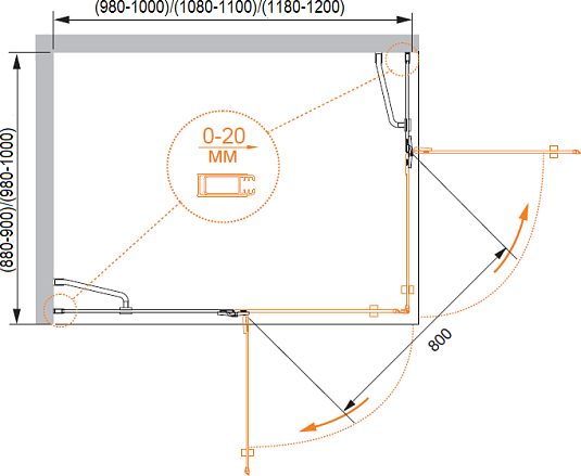 Душевой уголок Cezares BERGAMO-W-AH-2-120/90-C-Cr-R стекло прозрачное