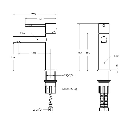 Смеситель для раковины Cezares Relax RELAX-LS2-BORO с донный клапаном, брашированное золото