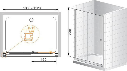 Душевая дверь в нишу Cezares Anima W BF1 150 C Cr