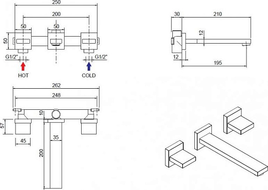 Смеситель для раковины Cezares UNIKA-BLI3-02, бронза