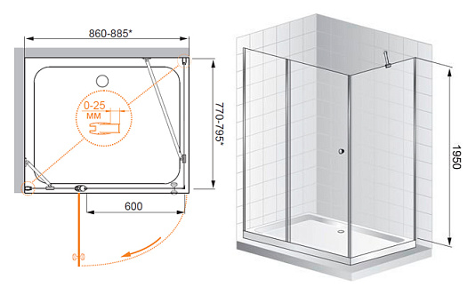Душевой уголок Cezares Triumph AH1 90/100 C Cr L