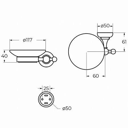 Мыльница Cezares Aphrodite APHRODITE-SODS-03/24-M, золото