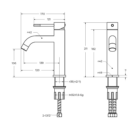Смеситель для раковины Cezares Relax RELAX-LS1-NOP с донный клапаном, черный матовый