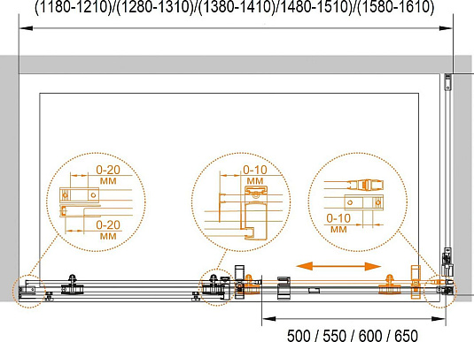 Душевая дверь в нишу Cezares STYLUS-O-M-BF-1-160-C-Cr стекло прозрачное