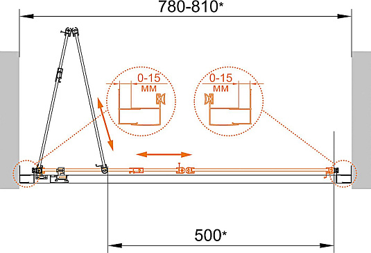 Душевая дверь в нишу Cezares Eco O BS-80-C-Cr стекло прозрачное