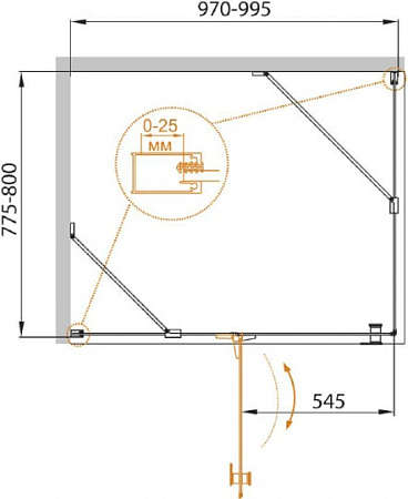 Душевой уголок Cezares CRYSTAL-S-AH-1-100/80-C-Cr-L