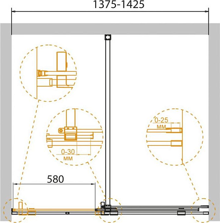 Душевая дверь в нишу Cezares STREAM-BF-1-140-C-Cr стекло прозрачное