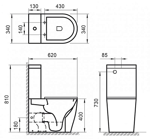 Унитаз-компакт BelBagno Sfera-TR BB2128CPR с бачком BB2128T