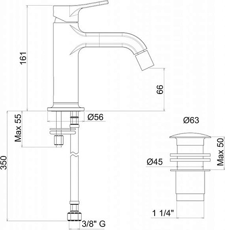 Смеситель для биде Cezares FUSION-BSM1-01-W0, хром