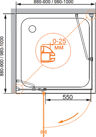 Душевой уголок Cezares VERONA-W-A-1-100-C-Cr стекло прозрачное