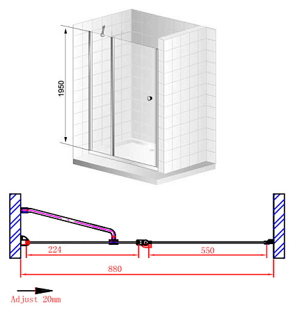Душевая дверь в нишу Cezares Elena W B12 90 C Cr