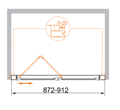 Душевая дверь в нишу Cezares PORTA-D-BS-90-C-Cr стекло прозрачное