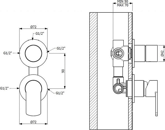 Смеситель для душа Cezares GLAM-VDIM3-01, хром