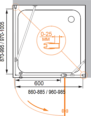Душевой уголок Cezares TRIUMPH-D-A-12-90-P-Cr-L стекло punto