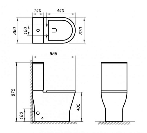 Унитаз-компакт BelBagno Acqua BB340CPR с бачком BB340T