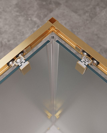 Душевой уголок Cezares Molveno 110х90 MOLVENO-AH-21-90+20-P-BORO профиль брашированное золото, стекло рифленое