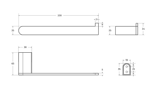 Полотенцедержатель Cezares Stylus STYLUS-TH02-NOP черный матовый