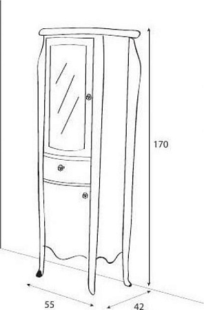 Шкаф-пенал Cezares Royal Palace VE/RP.06.601.DX bianco opaco