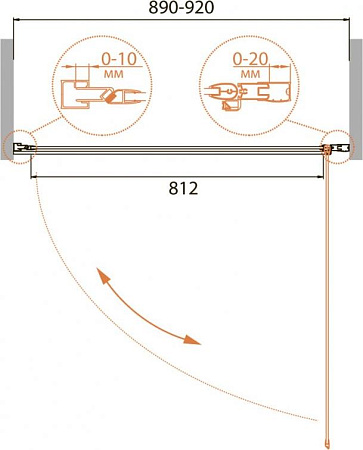 Душевая дверь в нишу Cezares RELAX-B-1-90-C-Bi стекло прозрачное