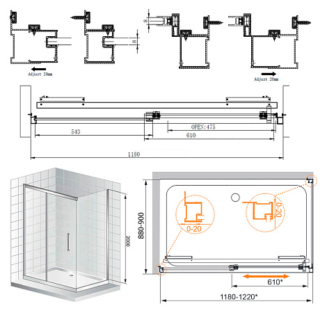 Душевой уголок Cezares Lux soft W AH1 120/90 C Cr IV