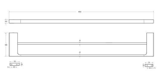 Полотенцедержатель двойной Cezares Slider SLIDER-THD-80-01 хром