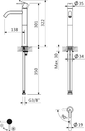 Смеситель для раковины Cezares LEAF-LC2-01-W0, хром
