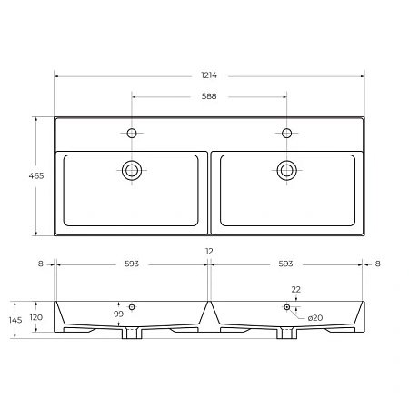 Раковина Cezares  CZR-MIL-120-2-LVB белый